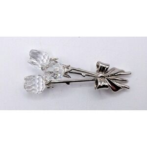 Swarovski Crystal Rhodium Bouquet of Flowers Pin Brooch 626847 Vintage